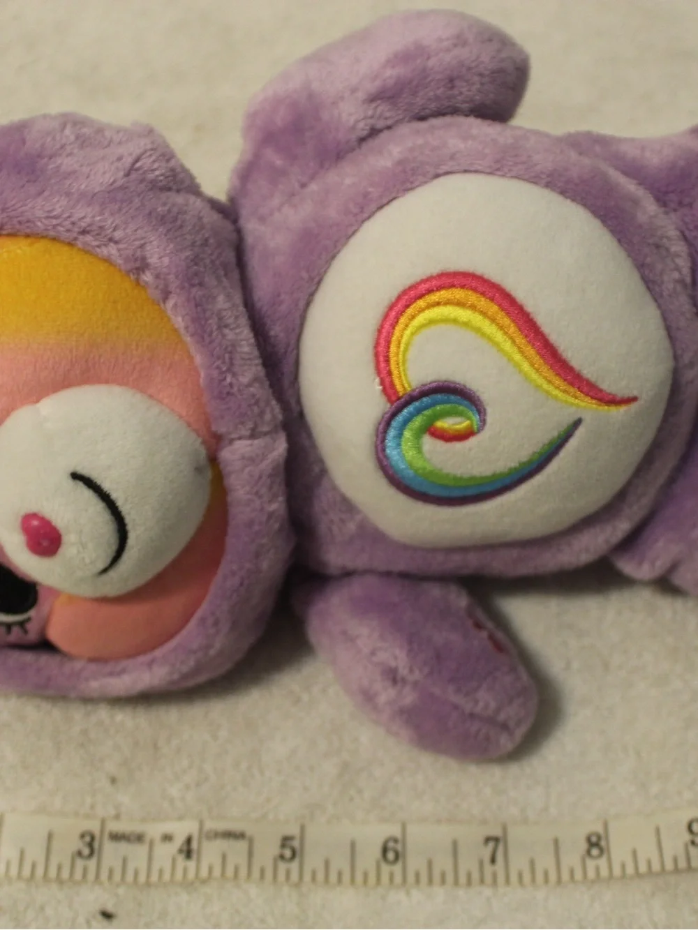 Care Bears Purple Plush with Rainbow Heart Chest Emblem